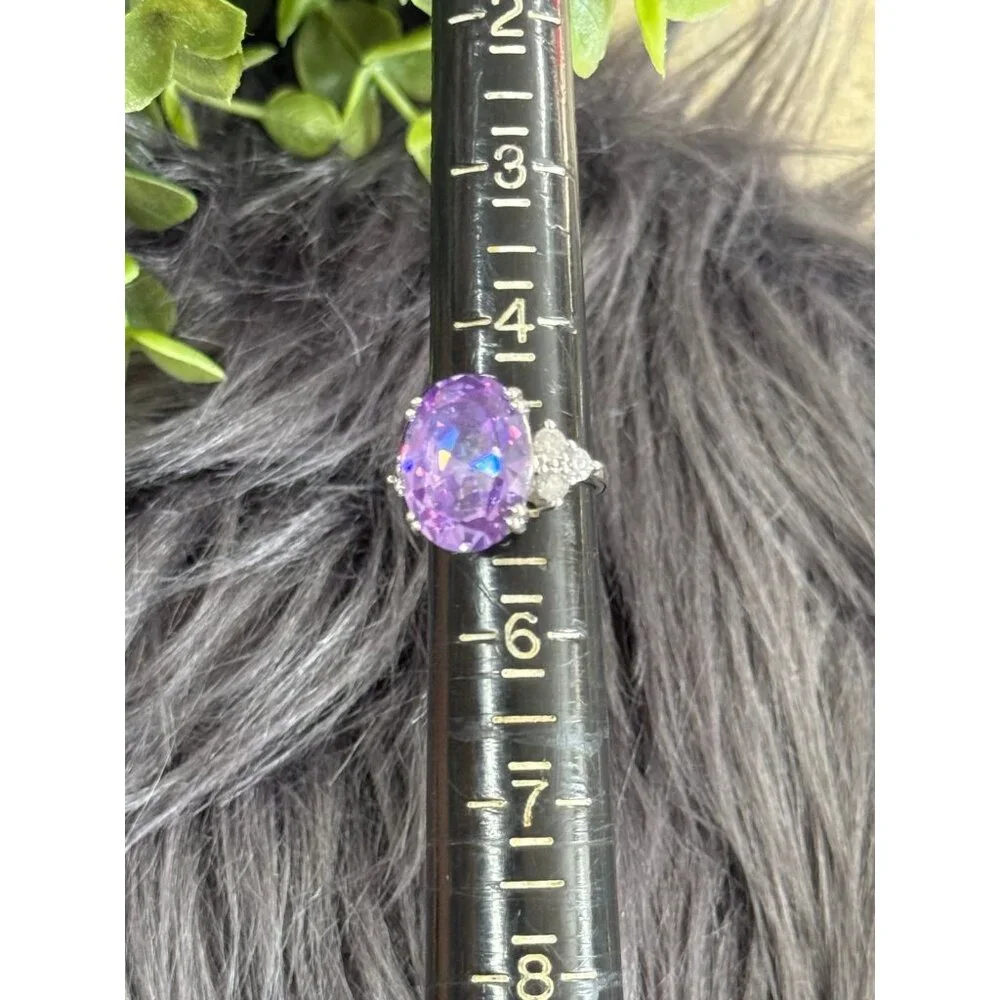 Oval‎ Shaped Amethyst Silver 925 Ring